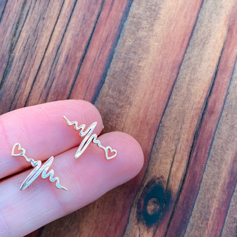GOLD HEARTBEAT Stainless Steel Earrings With GIFT Bag - Picture 4 of 6